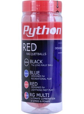 Python Red Racquetballs, 3 Ball Can (1-Pack/Can, 3-Balls)