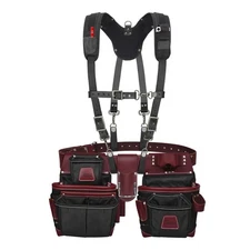 TRUTUCH Nylon and Leather Tool Belt with Leather Work Suspender | Handyman