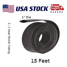 1"Dia Black Heat Shrink Tubing 3:1 Electrical Wire Sleeve Protection 15FT US