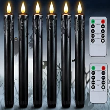 Homemory Black Flameless Taper Candles with Remote and Timer, A-Black Drip 