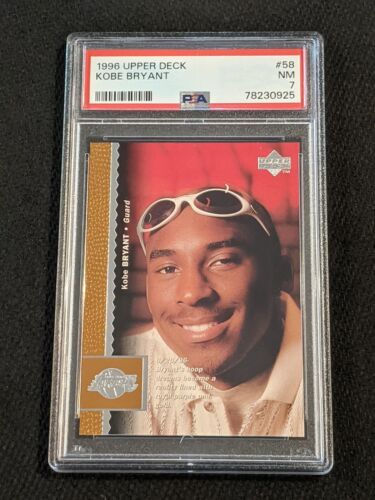 Carta 1996 Upper Deck Kobe Bryant Rookie PSA 7 quasi nuova #58 Lakers nero Mamba HOF - Foto 2 di 5