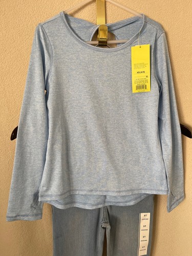 Cat & Jack Stretch Skinny Jeggings & AIM Long Sleeve Activewear Top / 2-Piece - Picture 2 of 12