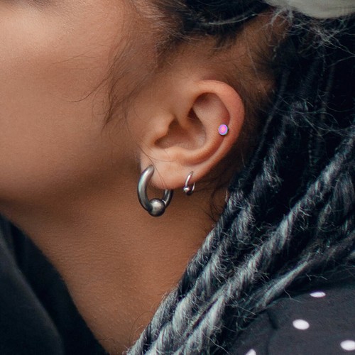 1 Stück Flach Kreis Top Helix Tragus Knorpel Stab Ohrstecker 316L Chirurgenstahl  - Bild 3 von 10