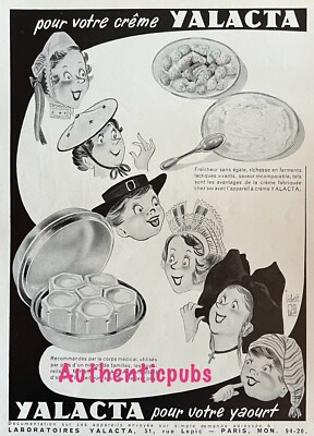 WERBUNG YALACTA ELSÄSSISCHER BRETONISCHER JOGHURT VON 1956 AD LIEBERT PUB C. BLOCH