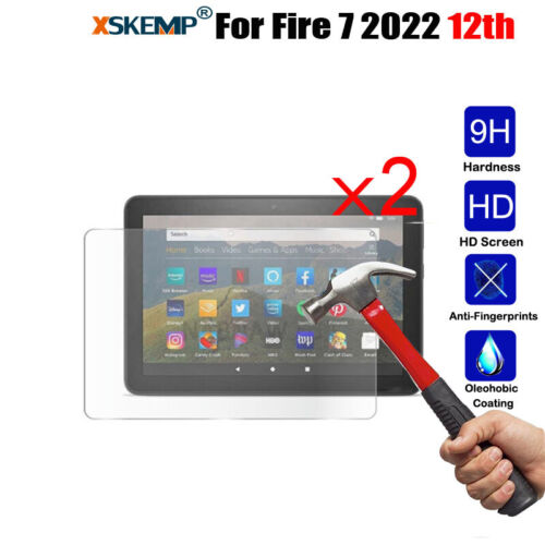 2 Pack For Amazon Fire 7 2022 12th Gen Tempered Glass Screen Protector Film - Picture 13 of 14