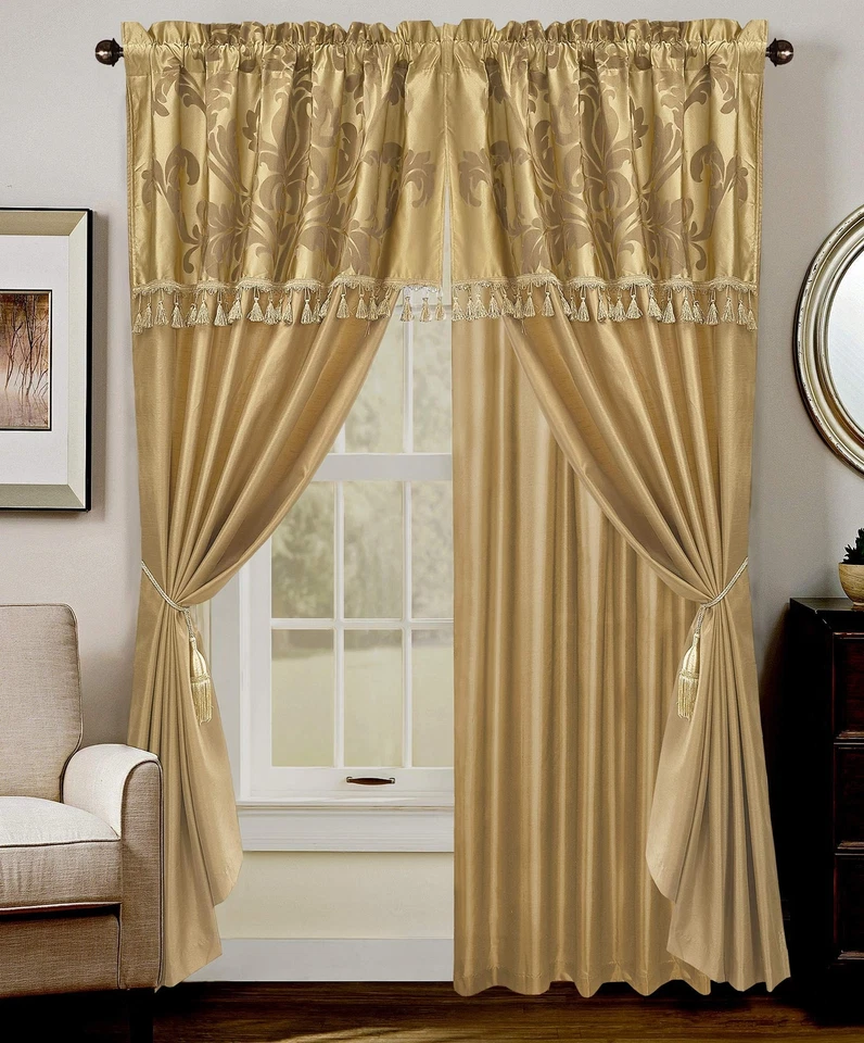 Chezmoi Collection Royale Juego de 4 Cortinas/Cortina de Ventana Floral Jacquard Sh... Foto 2 de 2