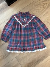 Vintage Plaid Dress Girls Long Sleeve Size 4