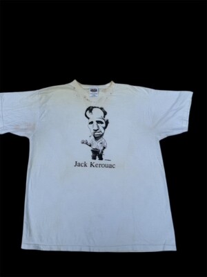 Vintage Rare Jack Kerouac Beat Generation white XL T-shirt Steven Cragg artwork