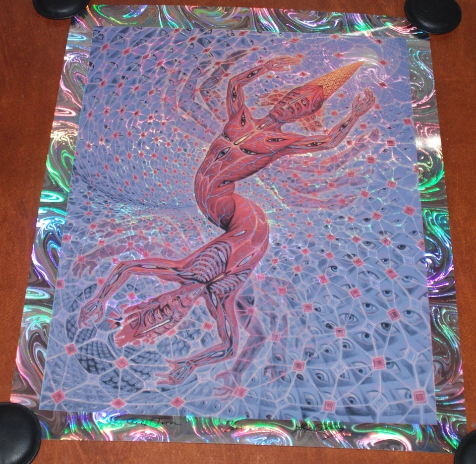 Póster en lámina holográfica Alex Grey impresión artística The Great Turn Rainbow S/# 200 Foto 2 de 4