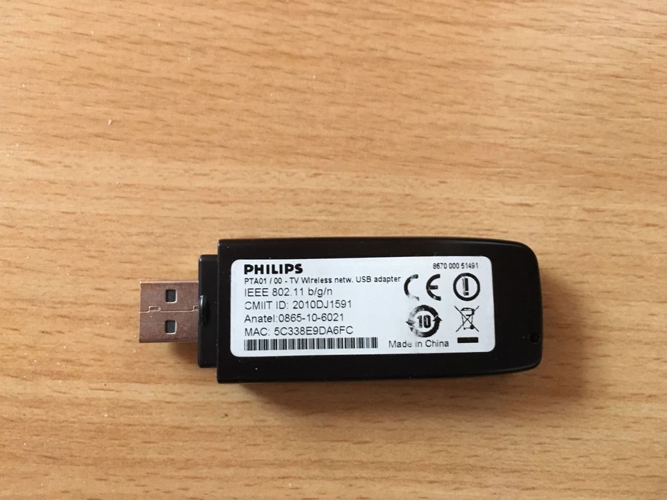 Philips PTA01/00 Wireless USB Wi-Fi-Smart TV-Adapter Dongle WLAN Top - Bild 3 von 4
