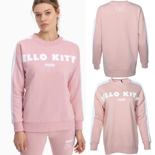Puma x Hello Kitty Cuello Redondo Sudadera para mujer Talla pequeña rosa  blanco nuevo con etiquetas | eBay