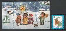 Moldova 2008 Christmas MNH Block + stamp