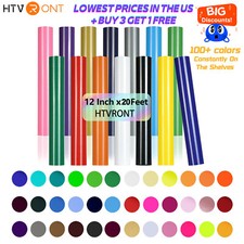 HTVRONT HTV Heat Transfer Vinyl For T-Shirt 5-12FT Iron On Heat Press for Cut