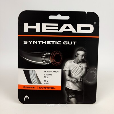 Head Synthetic Gut 16 Gauge 1.30mm White Tennis String New