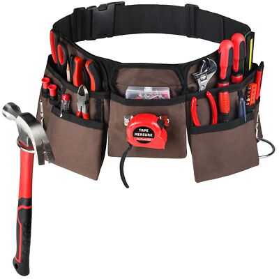 19 Pocket Tool Belt Brown Black Heavy Duty Construction Apron 33