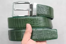 UnJointed Green Alligator Crocodile Print Leather  Men's Belt - W 1.5"