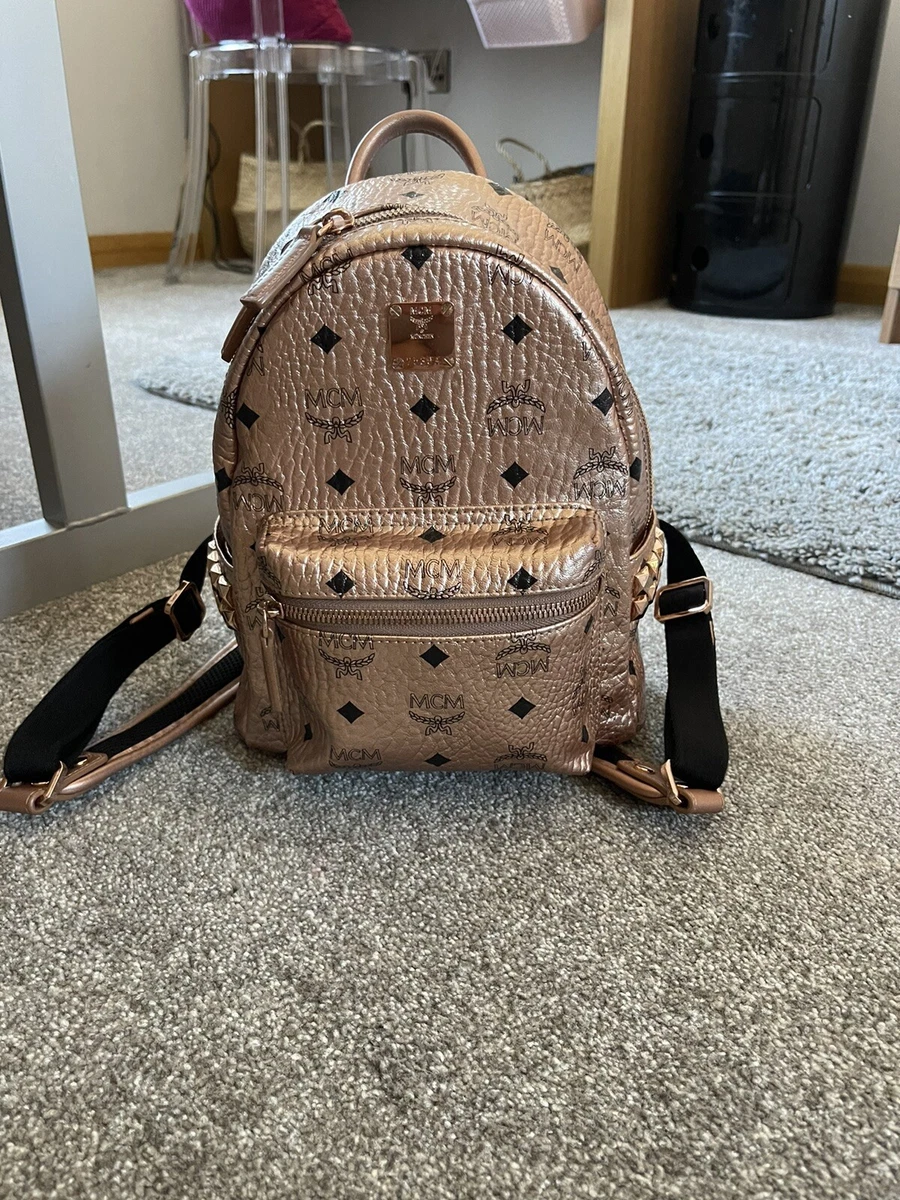 MCM Mini Backpack. Stark Visetos Metallic Champagne