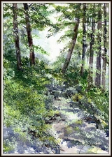 Original Watercolor Painting Landscape  Signed "Yanni" Self-representing