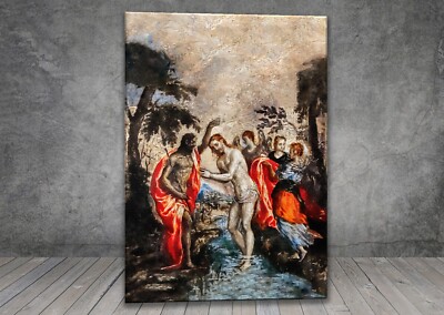 El Greco Die Taufe Christi RELIGION LEINWAND GEMÄLDE POSTER KUNST 212