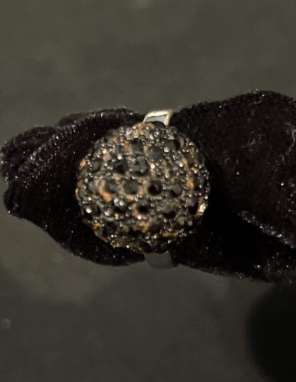 Silver Plated Hematite Rhinestone Ring - image 4