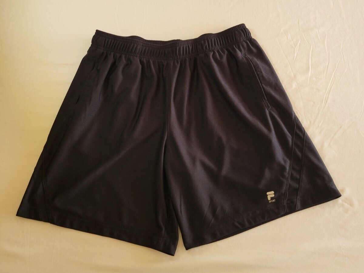 FILA Sport Uomo Performance Nero Pantaloncini Sportivi Tasche Coulisse Taglia XXL