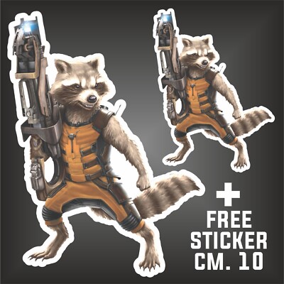 AUFKLEBER Guardians of the Galaxy rocket racoon decal + 1 FREE STICKER CM. 10