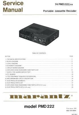 Service Manual-Anleitung für Marantz PMD 222 