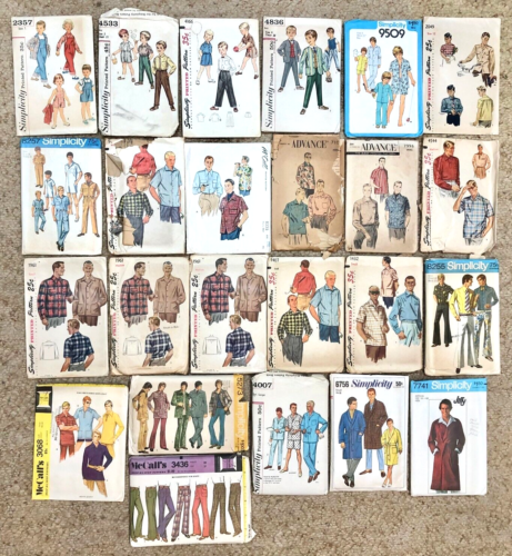 Vintage 50s + Men's Boys Sewing Patterns for Shirts Pants Leisure Suit Lot of 24 - Picture 1 of 5