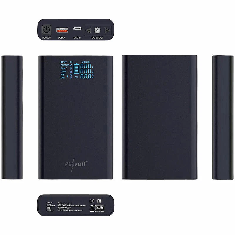 revolt USB-Powerbank mit 18 Ah, DC 3 - 24 V, Starthilfe, QC & USB-C PD, 160 W - Bild 4 von 4