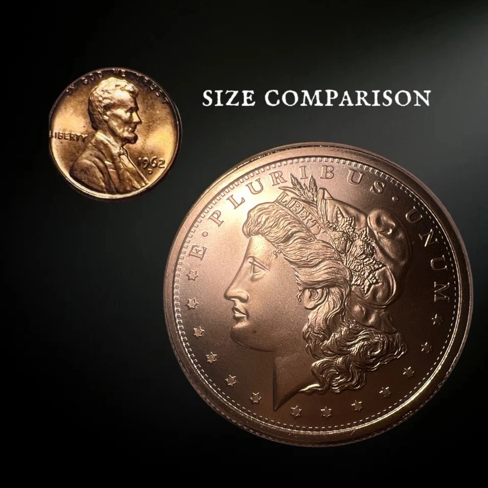 1 OZ Morgan Dollar Round .999  Copper Bullion Restrike (BU) - Image 3 of 3