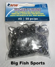 AFW MIGHTY-MINI Stainless Steel Snap Swivels 50 Pack, Size 3, 170lb #FTSS170B/50