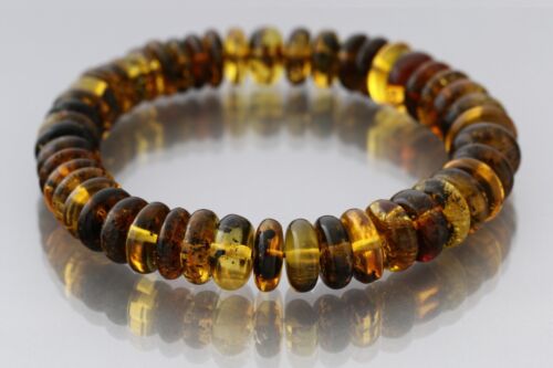 Genuine BALTIC AMBER Greenish Button Bead Stretch UNISEX Bracelet 14g 230321-12 - Picture 1 of 4