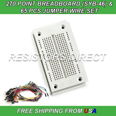 270 Point Breadboard SYB-46 & 65pcs Jumper Wire Solderless PCB Prototyping NEW