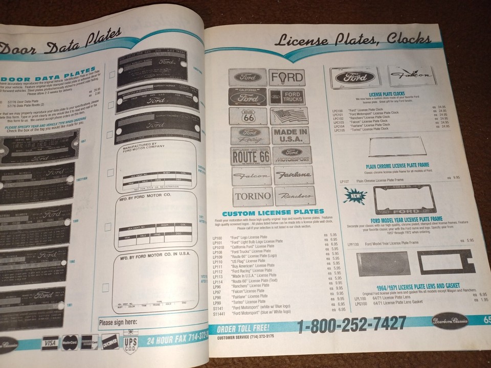 Vtg Dearborn Classics 1997 Parts Catalog Ranchero, Falcon, Fairlane