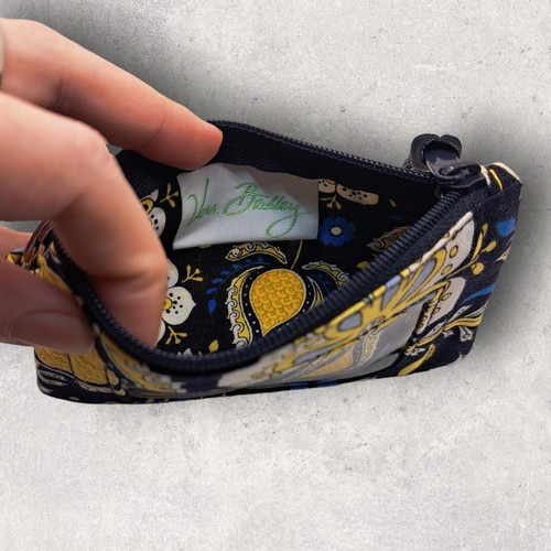 Vera Bradley Reißverschluss Kartenetui Elle blau Blumenmuster reine Baumwolle Logo Ausweisbeutel - Bild 7 von 9
