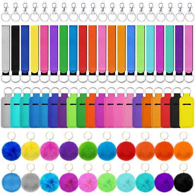Lipstick Holder Keychain Pom Poms Keychains Bulk Lip Balm Holder