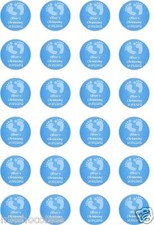 24x PRECUT PERSONALISED CHRISTENING BLUE BOY FEET RICE PAPER CUP CAKE TOPPERS