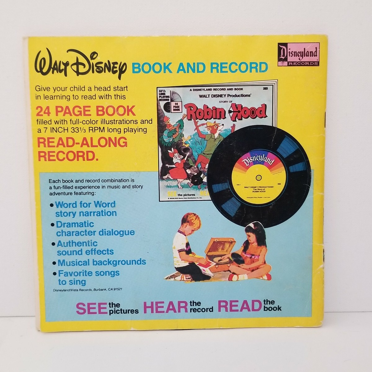 Disney Vintage Brer Rabbit and the Tar Baby Book and 33 1/3 Vinyl