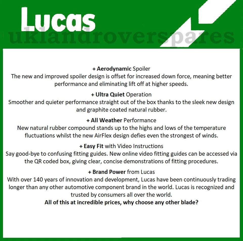 SUZUKI SWIFT WIPER BLADES 1995 to 2017 LUCAS QUALITY BRAND 21" & 18" - Image 2 of 4