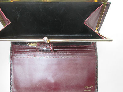 Portefeuille BOSCA Vintage En Cuir Python - Modèle Compagnon Années 60 - Occasion Bon état - Femme