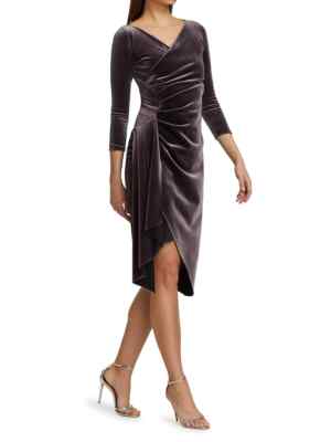NWT Chiara Boni La Petite Robe  Minna Velvet Faux-Wrap Dress 6 Boysenberry $750