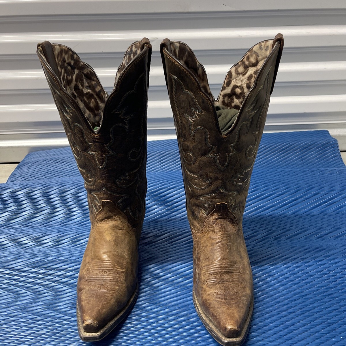 Laredo Navy Blue Leather Western Cowboy Boots Mens 7D Pull On Classic Laredo Men main image 3