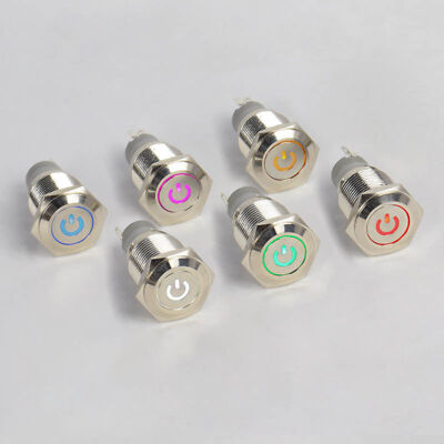1pc 16mm 24V Car LED Power Push Button Metal ON/OFF Switch Latching Waterproof