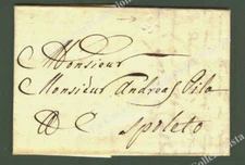 UMBRIA. Bollo a secco dell'appaltatore postale su lettera del 1786 da Roma