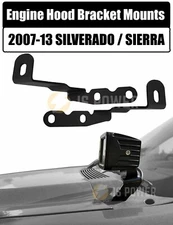 Engine Hood Hinge Ditch LED Light Mounting Brackets for 2007-13 Silverado Sierra
