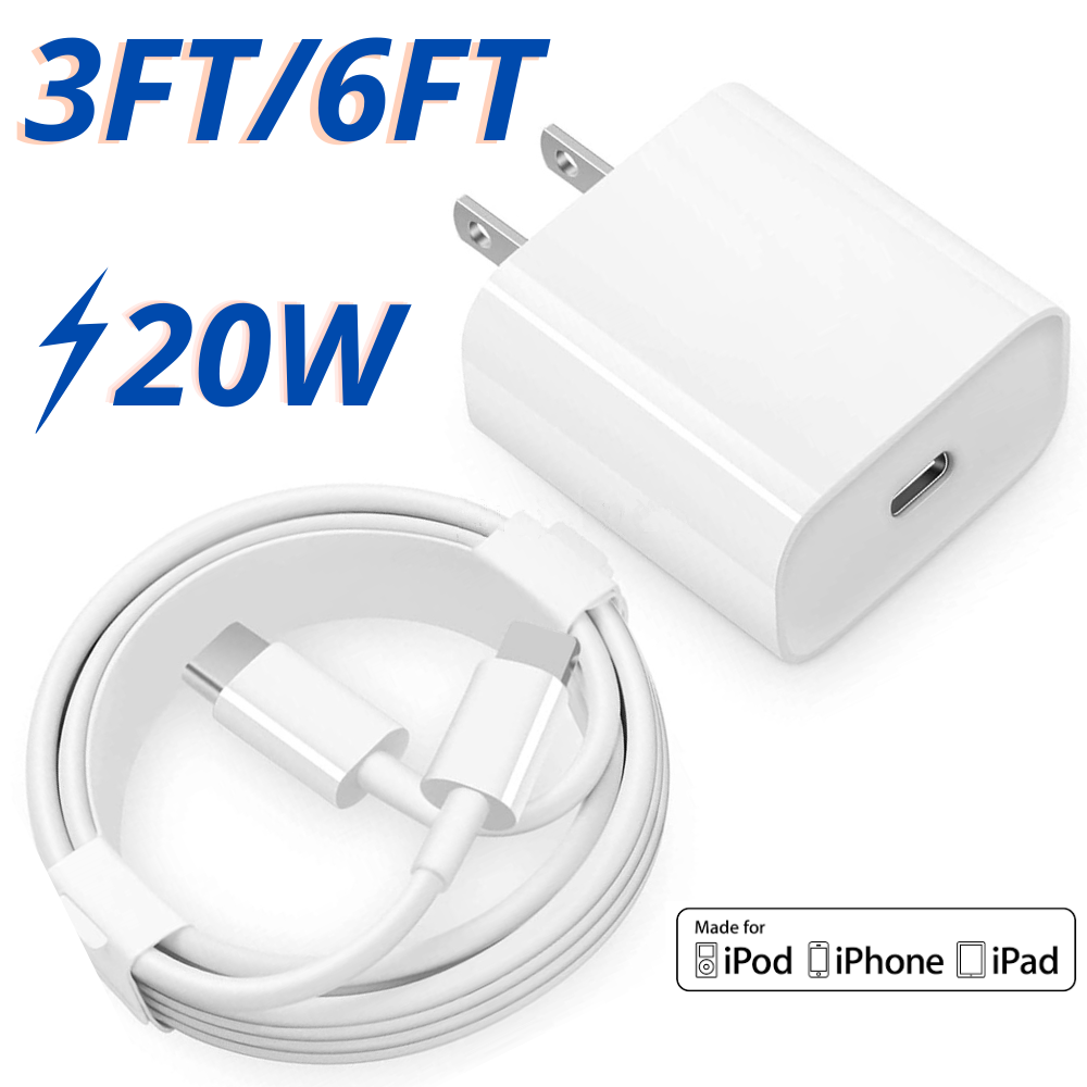 USB-C Fast Charger 20W Adapter Type-C Charging Cable For iPhone 14 13 12 11 iPad