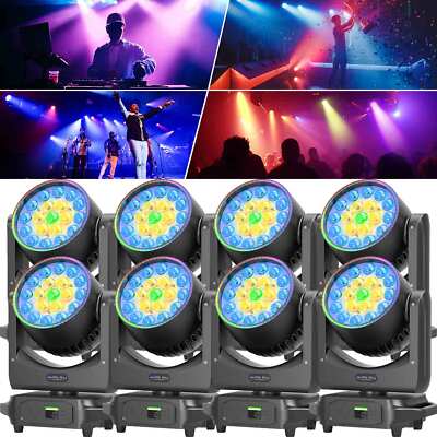4x 19 LED Zoom Beam Wash Moving Head RGBW DMX Bühnenlicht Disco Show +Flightcase