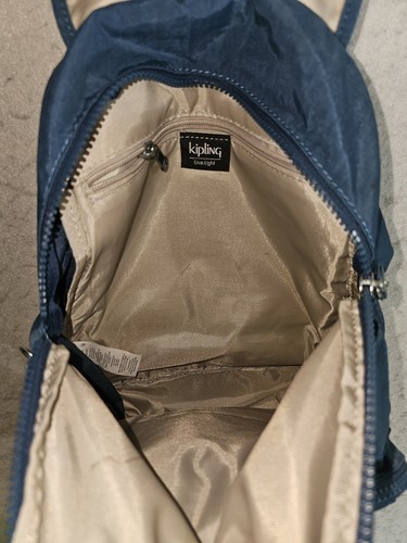 Kipling Signature Queenie Small Rucksack Tasche Handtasche graublau hellbraun Futter Nylon - Bild 11 von 12