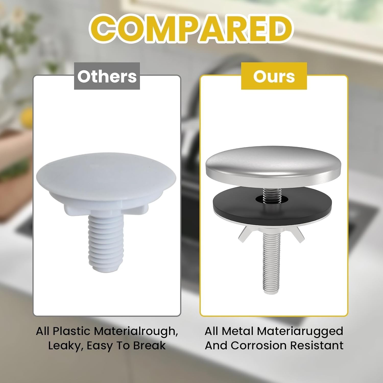 2Pcs Stainless Steel Zinc Kitchen Sink Hole Cover Tap Stopper Leaks