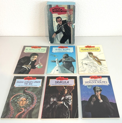 Vtg 1980s Step Up Classic Chillers Bram Dracula Frankenstein Paul Jennis Box Set